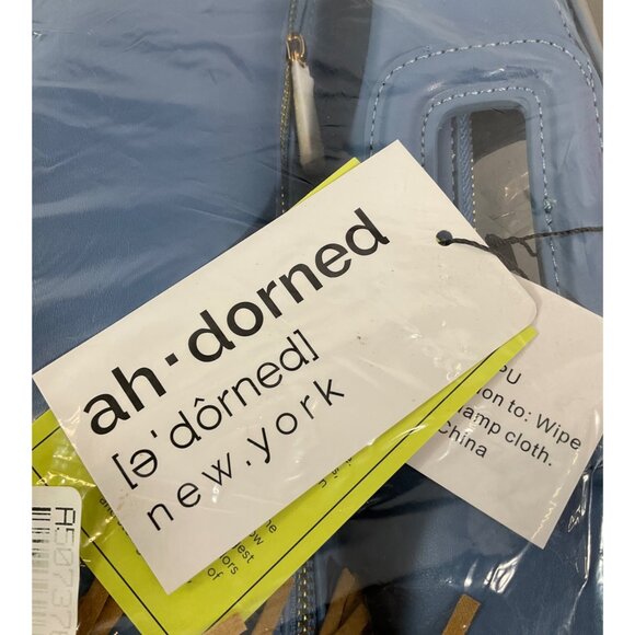 ah·dorned Denim Blue Faux Leather Fringe Handbag with Removable Straps - Picture 1 of 8